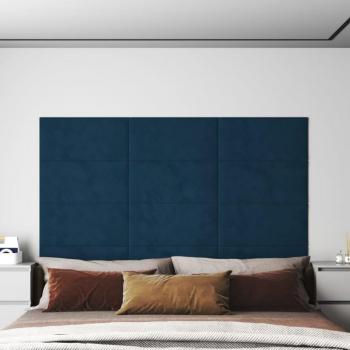 Paneles de pared terciopelo azul 12 uds 60x30 cm 2,16 m²