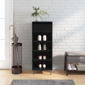 Mueble zapatero de madera contrachapada 40x36x105 cm en color Blanco, Gris hormigón y Roble ahumado