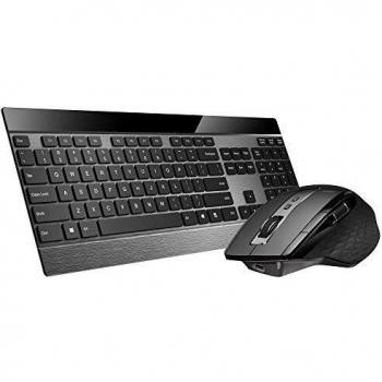 Conjunto de Teclado y Ratón Inalámbrico Rapoo 9900M - Diseño Ultrafino, Conexión Bluetooth y 2.4 GHz, Layout QWERTZ, Color Negro