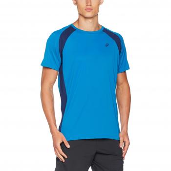 Asics Short Sleeve Tech Camiseta Técnica, Hombre, Azul