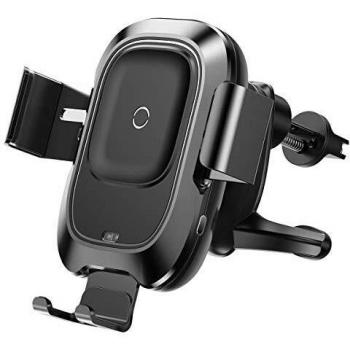 Baseus Cargador Inalámbrico Coche, para Ventilar de Aire del Soporte de 10W Qi Carga Rápida, con sujeción automática, compatible con iPhone 11/11 Pro, Galaxy Note 9 y smartphones para Qi 4.7-6.5 etc