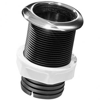 Passe-coque G1 1/2 avec collerette inox fileté et cannelé Ø38mm, L62mm