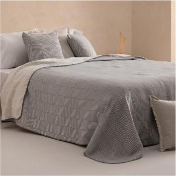 Colcha jacquard reversible Zanzi - Diseño geométrico a cuadros y rayas perfecta para entretiempo
