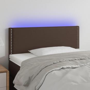 Cabecero LED marrón 90x5x78/88 cm en cuero sintético