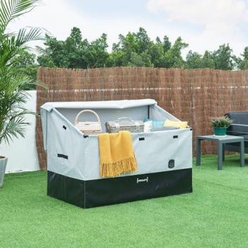 Caja de Almacenamiento para Exteriores Alanno 850 L - Gris/Negro - Impermeable, Acero y Poliéster, 147x86x109 cm