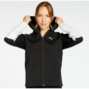 Sudadera con capucha Puma Evostripe Full Zip negra y blanca para mujer - XS