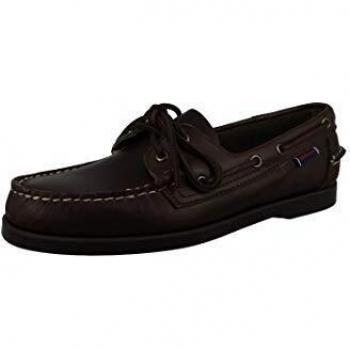 Sebago Portland Waxed Leather Boat Shoes Dark Brown 44 EU