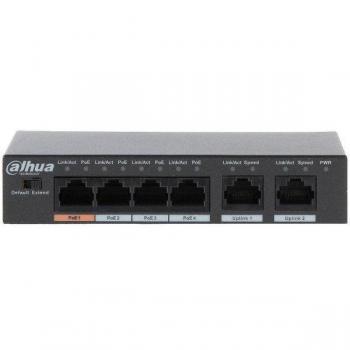 Switch Dahua DH-PFS3006-4ET-60 Negro con tecnología de red Ethernet rápida (10/100), administración no requerida y capacidad de suministro de energía a través de Ethernet (PoE)