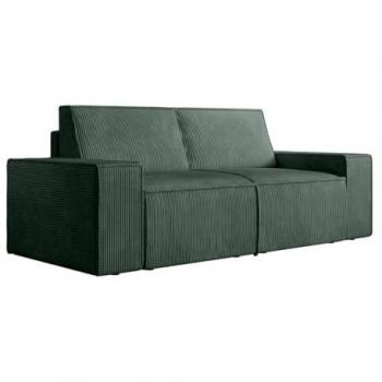 Sofá de 2 plazas de terciopelo verde oscuro AMELIA - Diseño moderno, desenfundable, firme