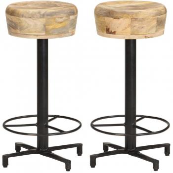 vidaXL Bar Stools 2 pcs 66 cm Solid Mango Wood