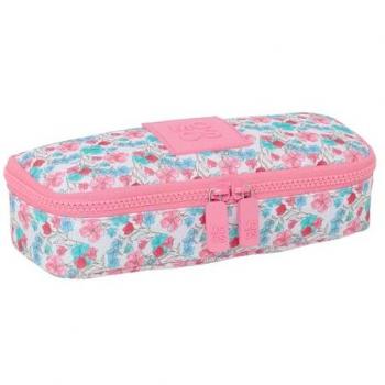 Portatodo Reciclado Moos Flores Multicolor 22x5x8 cm, Estuche Infantil, Tejido Ecológico, Ideal para Niños en Edad Escolar