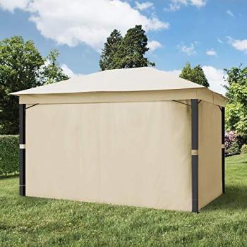 Cenador de jardín TOOLPORT Premium 3x4 m, aluminio, lona de techo impermeable aprox. 220g/m², incluye 4 partes laterales, color champán