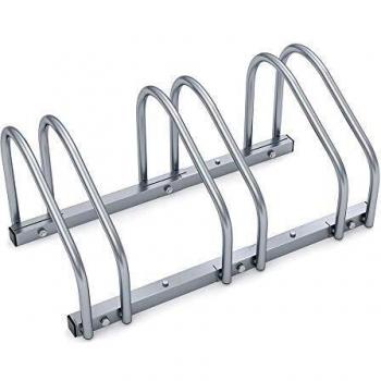 Soporte y organizador de bicicletas Monzana para 3 bicis, interior y exterior, pared y suelo, dimensiones 84x32x27cm