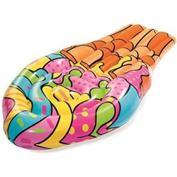 BESTWAY 43185 - Helado Hinchable Pop Art 188x95 cm Para 1 Adulto Multicolor Fácil Inflado con Válvulas de Seguridad y Dos Cámaras de Aire Parche de Reparación