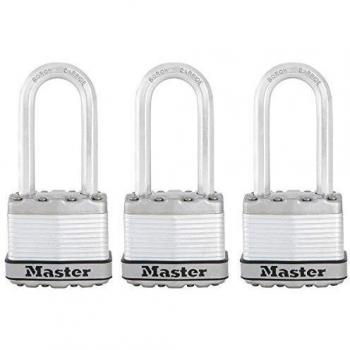 MASTER LOCK Candado Alta Seguridad [Llaves] [Acero Laminado] [Exterior] [Arco M] M1EURTRILH - Ideal para Portales, Garages, Sótanos