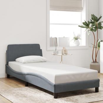 Estructura de cama con cabecero de terciopelo gris oscuro 80x200cm