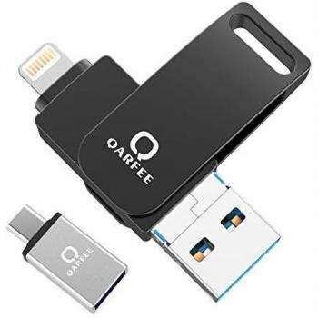 4 en 1 Unidad Flash 128 GB Compatible con iPhone y Dispositivos Android Memory Stick Expansión para iPhone Android teléfono Tablet PC y Dispositivos con USB/Micro USB/Type C/iOS L-Port-Negro