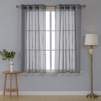 Deconovo Cortinas Visillos para Ventana Cortina Transparente con Ojales para Dormitorio y Salón 2 Piezas Gris