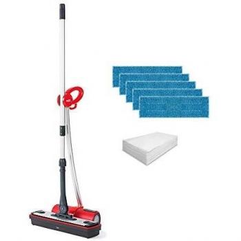Polti Moppy - Limpiador de suelos con vapor, accesorios adicionales, para todo tipo de suelos y superficies verticales lavables - Rojo
