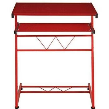 PAME 83937 - Mesa para ordenador de metal y cristal, 75 x 60 x 40 cm, color rojo