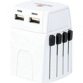 Skross MUV - Adaptador universal de viaje, 2 polos, USB, color blanco