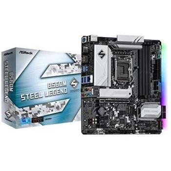 ASRock B560M Steel Legend Micro ATX Motherboard with Intel B560, 4 DDR4 Slots, HDMI, DP, 2.5G LAN, RGB Lighting and Dual M.2 Ports