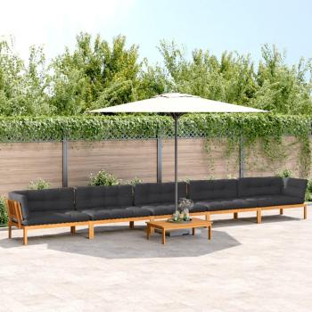 6-Piece Acacia Wood Garden Pallet Sofa Set with Cushions