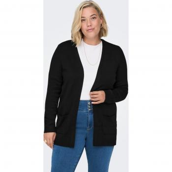 Cárdigan de mujer Only Carmakoma, sudadera abierta de punto en color negro