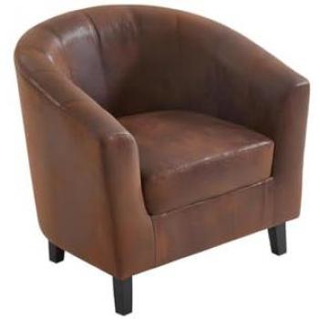 Sillón cabriolet de microfibra envejecida marrón Cristóbal II