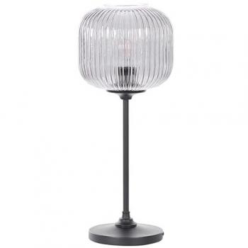 Lámpara de mesa Tosna de metal negro y gris 50 cm con pantalla de cristal, estilo retro clásico