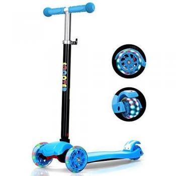 IMMEK Patinete de 3 Ruedas Scooter con Led Luces Manillar Altura Ajustable 71cm-83cm, Niños Adjustable Handles & Lightweight Construction