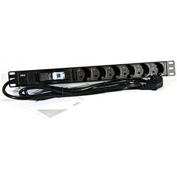 Bigbuy S0229459 Regleta 19 6 Tomas, Schuko 2 LAN Reg 6 Schmag 250V, 3500W, 2M