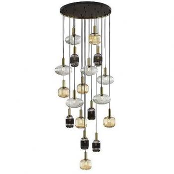Lámpara Colgante Circular Norma Schuller 18xE27 Ø 113cm, color negro-latón