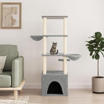 Rascador para Gatos con Arañazos en Sisal Gris Claro 147 cm