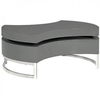 vidaXL Mesa de Centro de Forma Ajustable Hogar Casa Muebles Mobiliario Comodidad Elegante Decoración Diseño Estilo Salón Gris Brillante