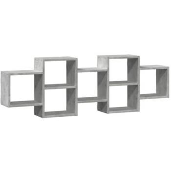 Estante de pared flotante de madera ingeniería gris hormigón 129x18x42 cm