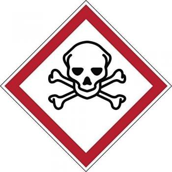 Brady 811720 sustancias peligrosas – GHS poliéster laminado Sign, agudas toxicidad, 40 mm x 40 mm, 20 en una tarjeta, color rojo y negro sobre blanco