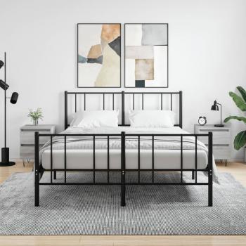 Mesita de noche 2 unidades madera ingeniería 40x35x50 cm Negro, Roble Sonoma, Gris hormigón para habitación, salón y estudio