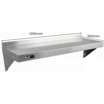 Estantes de Pared de Acero Inoxidable KuKoo - 2 unidades de 125cm x 30cm para Cocina Comercial, Restaurantes y Catering, Resistente a la Corrosión