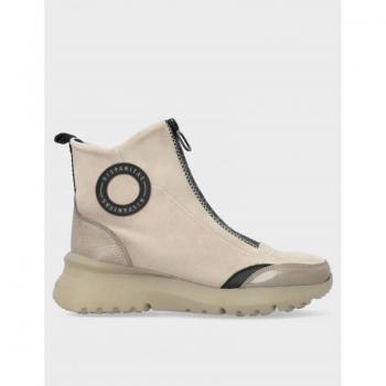 Botines Hispanitas Hi233016 Polinesia para Mujer en Piel Color Taupe con Cremallera y Logotipo Talla 36