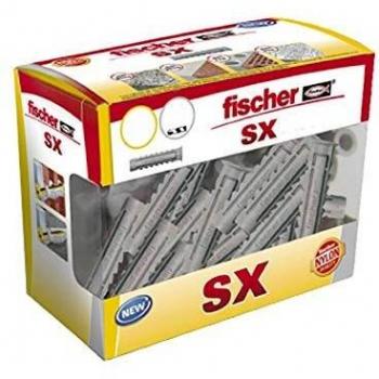 Fischer 553434 SX 6x30 tacos pared, colgar cuadros, fijar lámparas, Caja de 80 uds, gris