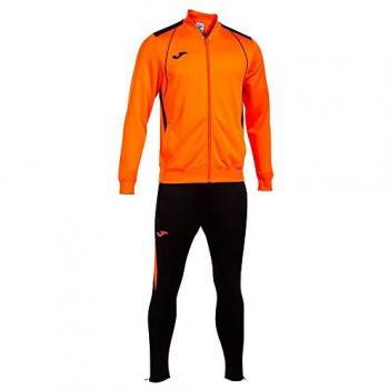 Chándal Joma Championship VII Naranja Negro para Hombre y Niño, incluye chaqueta con cremallera, pantalones ajustados, tejido ligero y transpirable, diseño moderno y deportivo