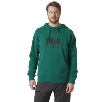 Helly Hansen Men's Logo Hoodie Emerald Green XL - Sustainable Organic Cotton
