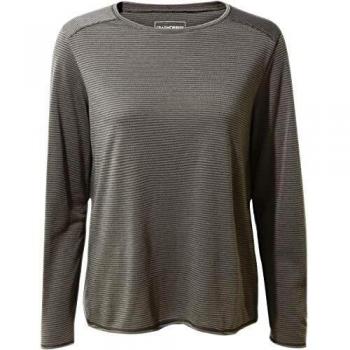 Craghoppers 1st Layer LS tee Polos/Camisetas, Mujer, Charcoal Stripe, 8