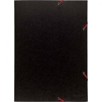 Carpeta esquinera A3 Exacompta con gomas y 3 solapas, cartón lustrado de 600 g/m², color negro, FSC