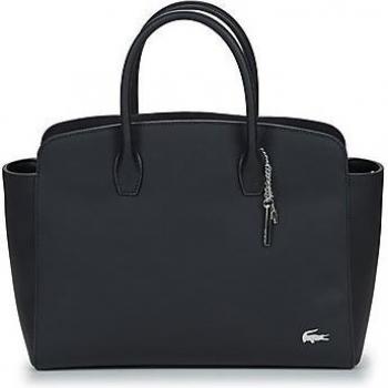 Bolso de mano grande negro con logo metálico
