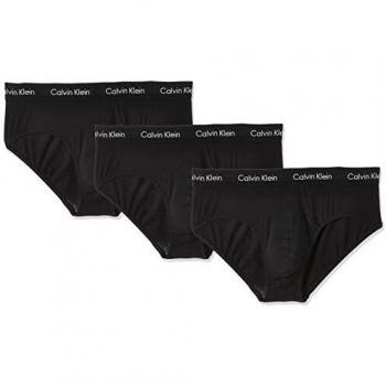 Calvin Klein Men's Cotton Stretch 3-Pack Hip Briefs, Black, Size: S