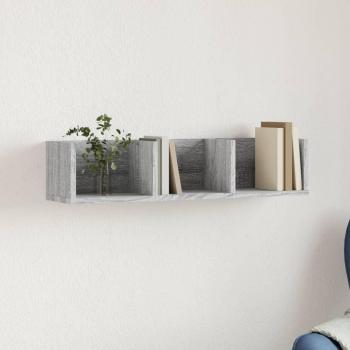 Mueble de pared madera de ingeniería 75x18x16,5 cm en Blanco, Negro y Roble Sonoma para Almacenaje Estantería/Librería/Mueble de Almacenamiento
