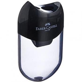Sacapuntas Doble Faber-Castell Negro con Recipiente para Desechos, Compatible con Lápices de 8 a 11 mm