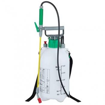 Pulverizador a Presión Relaxdays 5 Litros, Rociador de Jardín con Manguera y Lanza Ajustable, 3 Bar, Blanco